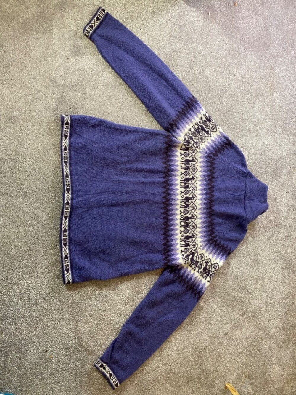 Alpaca Connection Purple Full-Zip Cardigan Sweater Llama Pattern Large - Picture 6 of 11